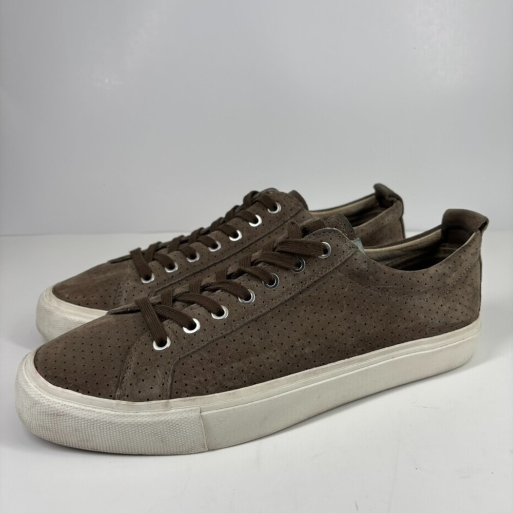 Pointer A.F.D. Men's US 11 Brown Perforated Suede Low-Top Court Lace-Up Sneakers